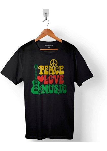 Peace Raggae Love Music Bob Marley Baskılı Tişört Unisex T-Shirt