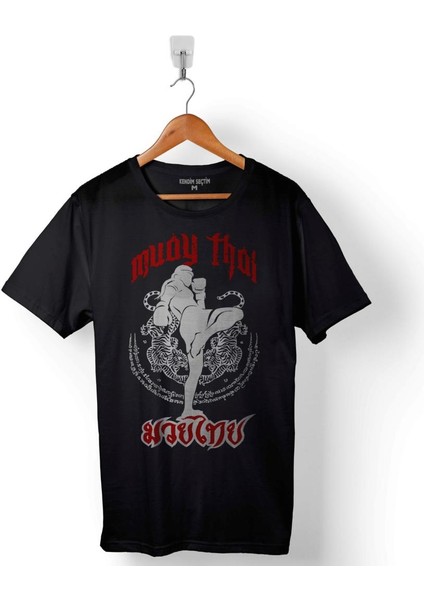 Muay Thai Tayland Boksu Word With Fight Baskılı Tişört Unisex T-Shirt