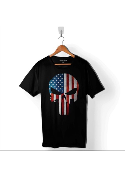 The Crazy Punisher Cezalandırıcı Frank Castle Baskılı Tişört Unisex T-Shirt