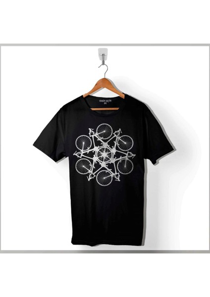 Bicycle Circle Kaleidoscope Mountain Bisiklet Baskılı Tişört Unisex T-Shirt
