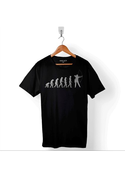 Evolution Human Evrim Yay Ok Okçu Baskılı Tişört Unisex T-Shirt