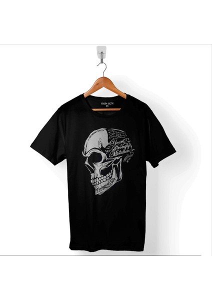 Skull Drawing Kuru Kafa Born Again Assholes Fck Baskılı Tişört T-Shirt