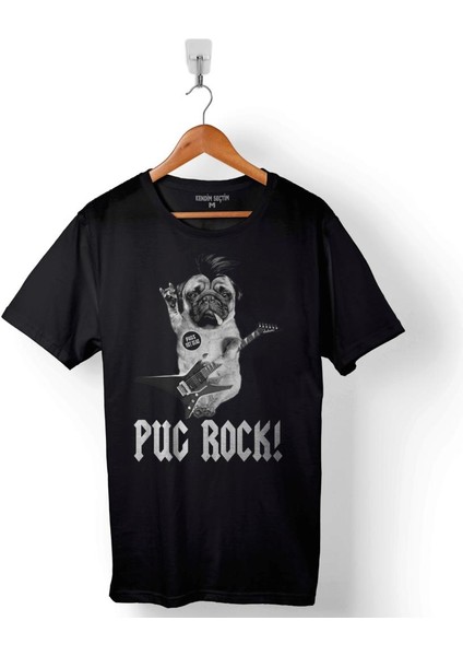 Pug Rock Pugs Dead Metal Music Köpek Baskılı Tişört Unisex T-Shirt