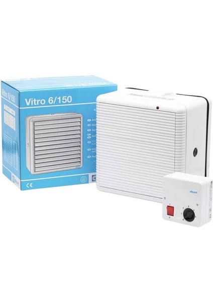 Vitro 6/150 Pencere ve Duvar Tipi Aksiyal Fan Tek Yönlü 300 M3H + Hız Anahtarlı Kontrol Paneli