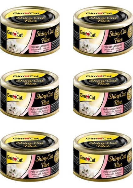 Shinycat Kıyılmış Fileto Tavuk Karides Kedi Konsevesi 6X70 gr