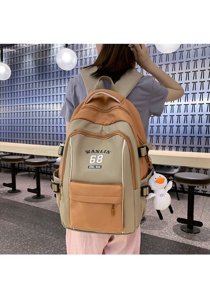 Üniversite Öğrencisi Sırt Kadın Büyük Kapasiteli Ekleme Kontrast Renk Eğlence Lise Öğrencisi Okul Modaya Uygun Çantası (Yurt Dışından) fiyatları