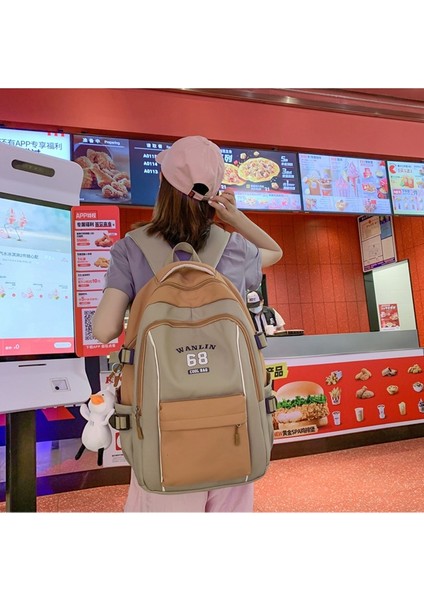 Üniversite Öğrencisi Sırt Kadın Büyük Kapasiteli Ekleme Kontrast Renk Eğlence Lise Öğrencisi Okul Modaya Uygun Çantası (Yurt Dışından) modelleri