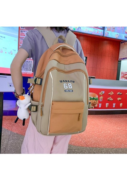 Üniversite Öğrencisi Sırt Kadın Büyük Kapasiteli Ekleme Kontrast Renk Eğlence Lise Öğrencisi Okul Modaya Uygun Çantası (Yurt Dışından) fırsatları