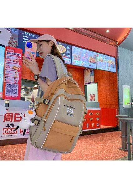 Üniversite Öğrencisi Sırt Kadın Büyük Kapasiteli Ekleme Kontrast Renk Eğlence Lise Öğrencisi Okul Modaya Uygun Çantası (Yurt Dışından) indirimleri