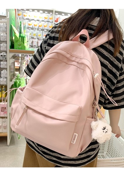 Tatlı Yumuşak Kız Düz Renk Büyük Kapasiteli Öğrenci Okul Üniversite Öğrencisi Sırt Kadın Çantası (Yurt Dışından) fırsatları