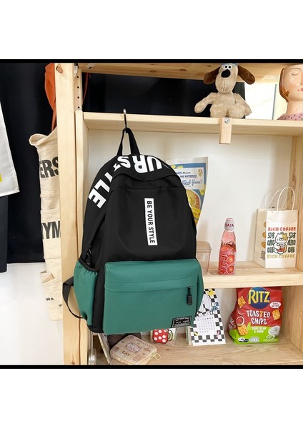 Okul Sezonu Rahat Sırt Kadın Kontrast Renk Orta Okul Öğrencilerinin Okul Moda Kişilik Mektup Sırt Kore Versiyonu Çantası (Yurt Dışından) fiyatları
