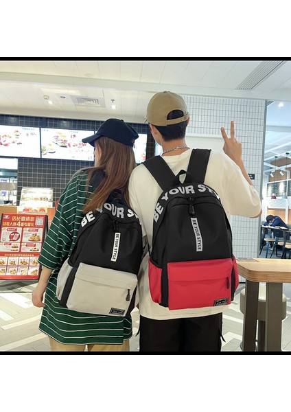 Okul Sezonu Rahat Sırt Kadın Kontrast Renk Orta Okul Öğrencilerinin Okul Moda Kişilik Mektup Sırt Kore Versiyonu Çantası (Yurt Dışından) fırsatları