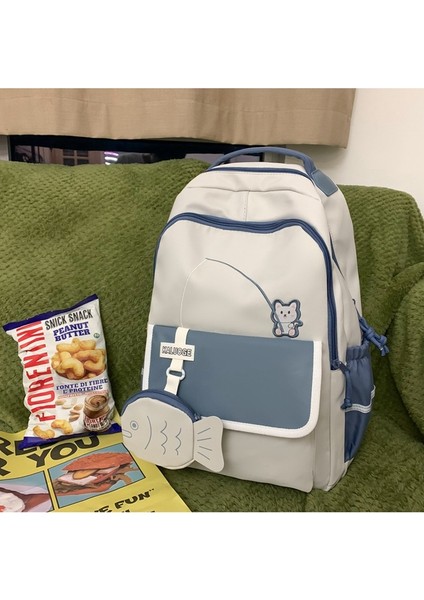Lise Öğrencisi Okul Kadın Kampüs Renk Kontrast Dikişli Sırt Sevimli Büyük Kapasiteli Sırt Çantası (Yurt Dışından) fiyatları