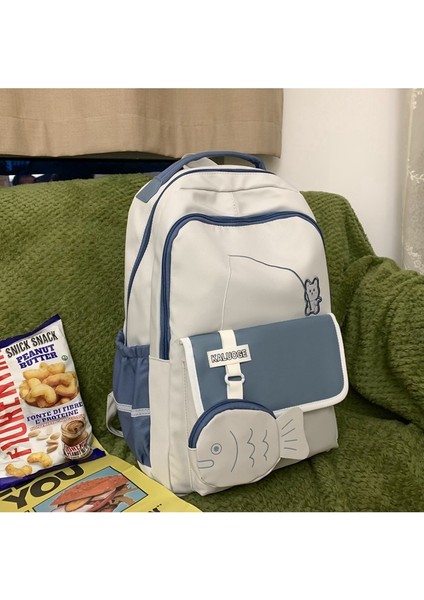 Lise Öğrencisi Okul Kadın Kampüs Renk Kontrast Dikişli Sırt Sevimli Büyük Kapasiteli Sırt Çantası (Yurt Dışından) modelleri