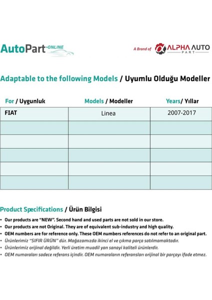Fiat Linea Için Arka Sol Cam Tamir Seti