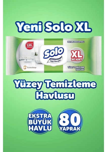 Tüm Yüzeyler Islak Temizleme Havlusu Xl 8'li 640 Yaprak