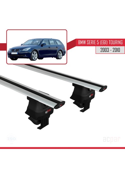 Bmw Serie 5 (E61) Touring 2003-2010 Arası ile Uyumlu Ace-4 Ara Atkı Tavan Barı Gri modelleri