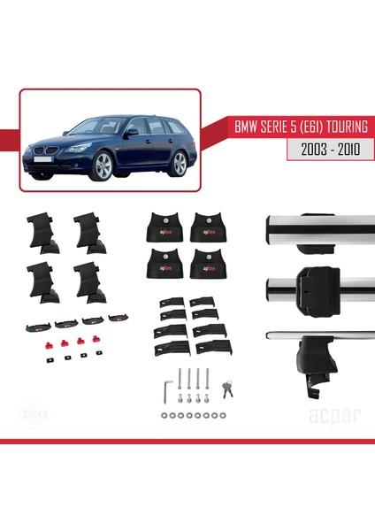 Bmw Serie 5 (E61) Touring 2003-2010 Arası ile Uyumlu Ace-4 Ara Atkı Tavan Barı Gri indirimleri