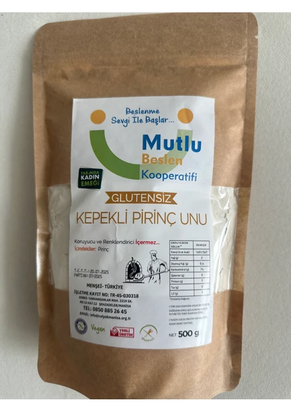 Mutlu Beslen Kooperatifi Kepekli Pirinç Unu Glutensiz 1000 gr