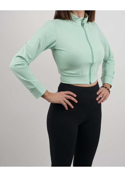 Sweatshirt Crop Uzun Kollu Önden Fermuarlı modelleri