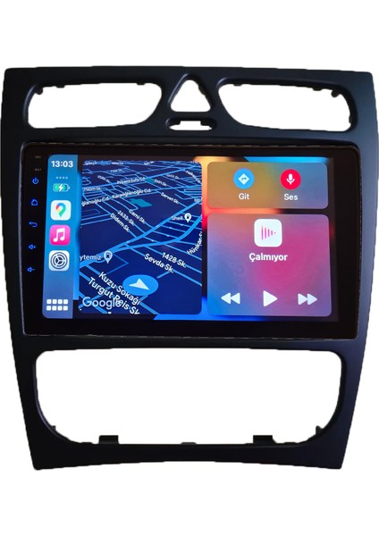 Mercedes Benz 2000-2004 C Android Sürüm 13 Kablosuz Carplay Navigasyon Multimedya 9 Inç Ekran 2gb Ram 32GB Rom Hafıza