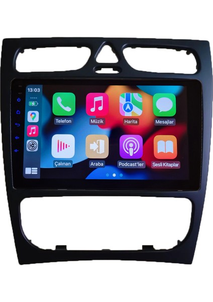 Mercedes Benz 2000-2004 C Android Sürüm 13 Kablosuz Carplay Navigasyon Multimedya 9 Inç Ekran 2gb Ram 32GB Rom Hafıza