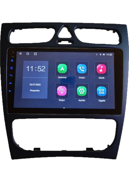 Mercedes Benz 2000-2004 C Android Sürüm 13 Kablosuz Carplay Navigasyon Multimedya 9 Inç Ekran 2gb Ram 32GB Rom Hafıza