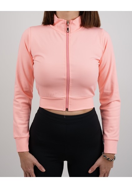 Sweatshirt Crop Uzun Kollu Önden Fermuarlı