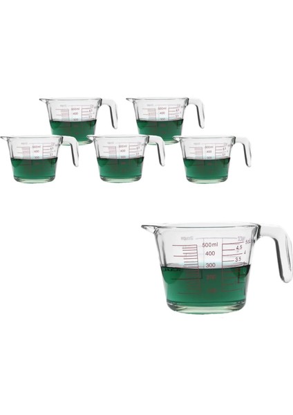 Kulplu Cam Beher 500mL - Isıya Dayanıklı Ölçü Kabı - 5 Adetlik Toptan Set