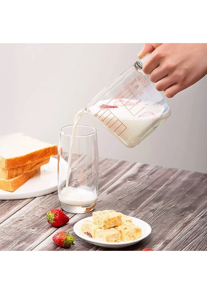 Kulplu Cam Beher 500mL - Isıya Dayanıklı Ölçü Kabı - 5 Adetlik Toptan Set