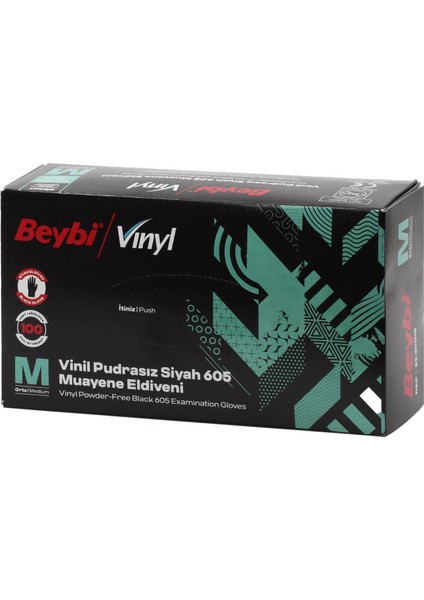 Mdr Siyah Vinyl Eldiven Pudrasız Orta (M) - 100 Adet