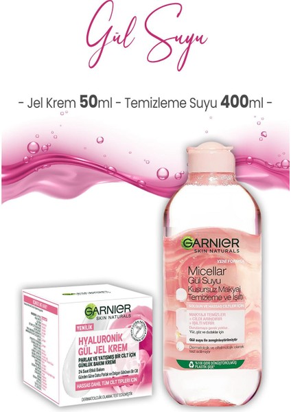 Micellar Gül Suyu Makyaj Temizleme Işıltı 400 ml ve Jel Krem 50 ml