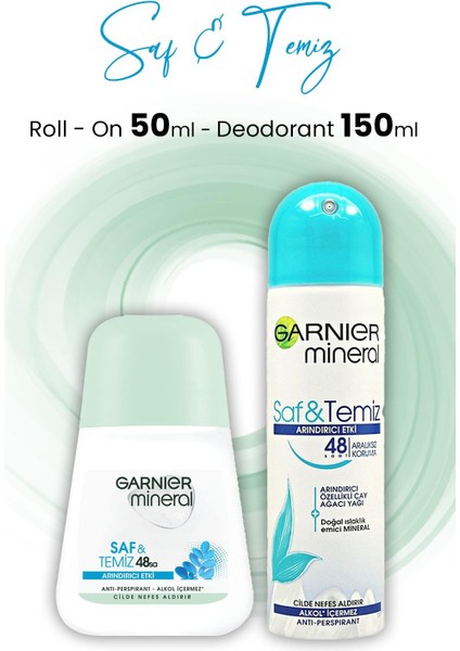Mineral Saf ve Temiz Roll-On 50 ml ve Deodorant 150 ml