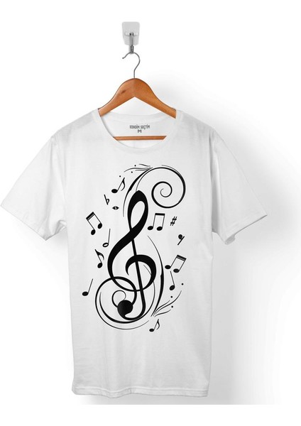 Musıc Love Müzik Nota Seviyorum Sol Anahtarı 3erkek Tişört