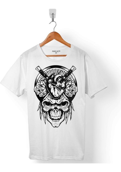 Vıper Logos Skull Kuru Kafa Bıçak Skeleton Satanist Erkek Tişört