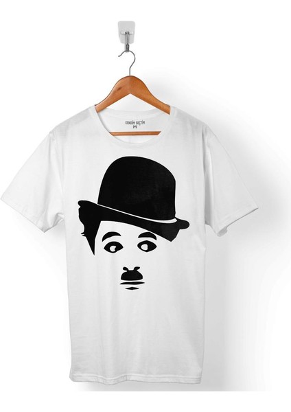 Charlıe Chaplın Çarli Çaplin Logo Silüet Çizim 2 Erkek Tişört