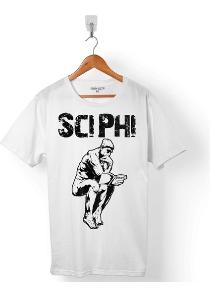 Scı Phı Scıphı Kitap Okuyan Düşünen Adam Heykeli Erkek Tişört