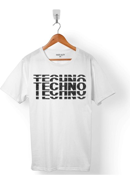 Techno Tekno Musıc Hard Müzik Logo Erkek Tişört
