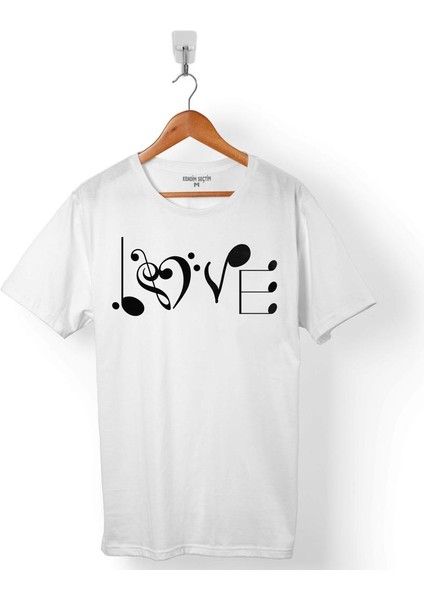 Musıc Love Müzik Nota Seviyorum Sol Anahtarı 2 Erkek Tişört