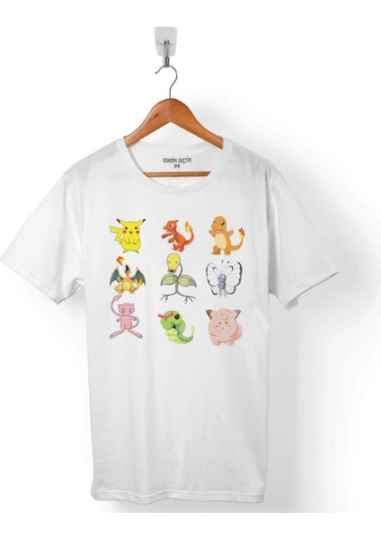 Pokemon All Tüm Karakterler Pıkachu Erkek Tişört