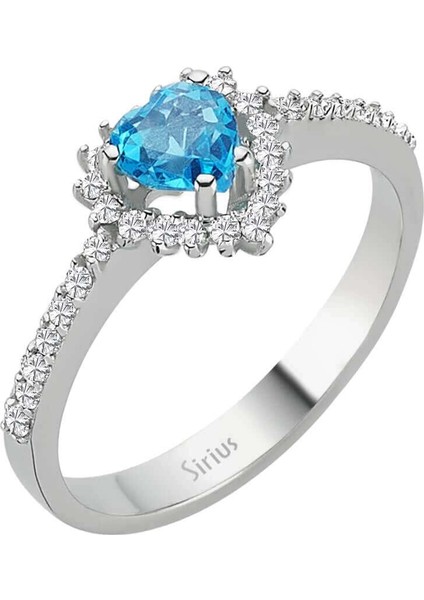 Pırlanta ve Kalp Mavi Topaz Taşlı Yüzük 0415R0060