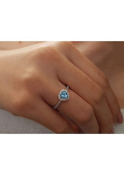 Pırlanta ve Kalp Mavi Topaz Taşlı Yüzük 0415R0060 indirimleri
