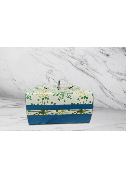 25 cm Turta Saplı - Pasta Kutusu (100 Adet) Bahar Desen - TSK431 (250X250X130 Mm) TSK431-1