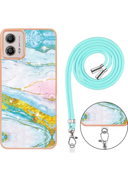 Motorola Moto G53 5g / G13 4g Tpu Kapak Elektürülüm Imd Mermer Desenli Telefon Kılıfı Lanyard (Yurt Dışından) fırsatları