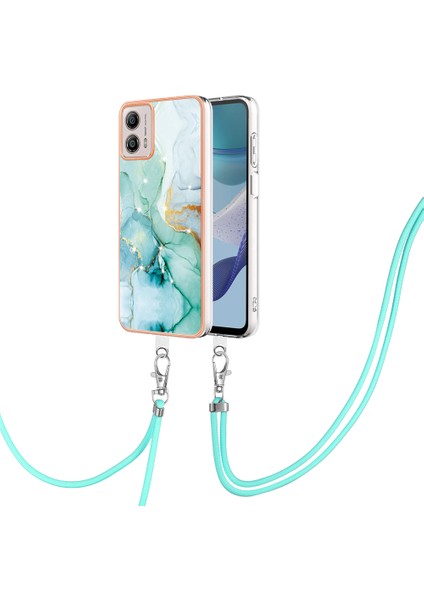 Motorola Moto G53 5g / G13 4g Tpu Kapak Elektürülüm Imd Mermer Desenli Telefon Kılıfı Lanyard (Yurt Dışından)