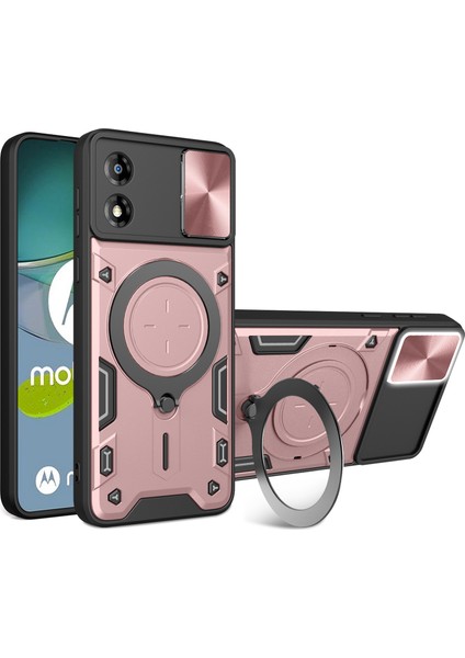 Motorola Moto E13 4g Slayt Kamera Lid Akıllı Telefon Kasası Dönen Kickstand Pc+Tpu Kapağı (Yurt Dışından)