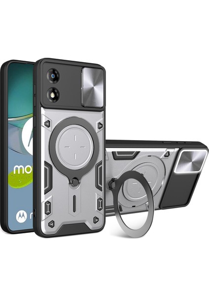 Motorola Moto E13 4g Slayt Kamera Lid Akıllı Telefon Kasası Dönen Kickstand Pc+Tpu Kapağı (Yurt Dışından)