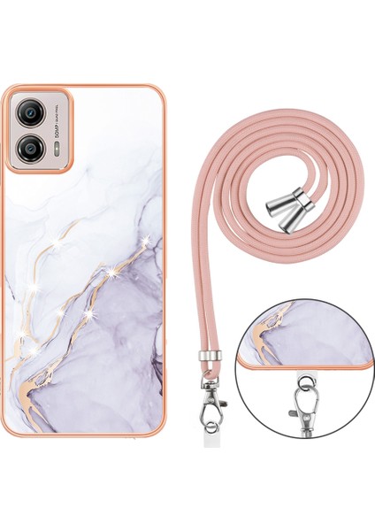 Motorola Moto G53 5g / G13 4g Tpu Kapak Elektürülüm Imd Mermer Desenli Telefon Kılıfı Lanyard (Yurt Dışından) fırsatları