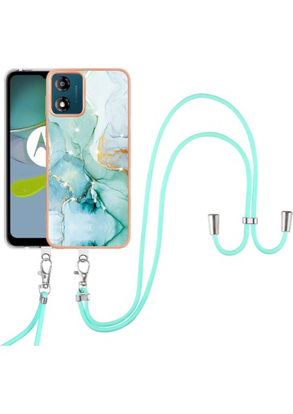 Motorola Moto E13 4g Imd Mermer Desenli Telefon Kılıfı Elektrokaplatma Tpu Krizle Anti-Çizelge Kapağı Lanyard (Yurt Dışından) fiyatları
