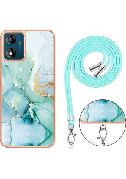 Motorola Moto E13 4g Imd Mermer Desenli Telefon Kılıfı Elektrokaplatma Tpu Krizle Anti-Çizelge Kapağı Lanyard (Yurt Dışından) fırsatları